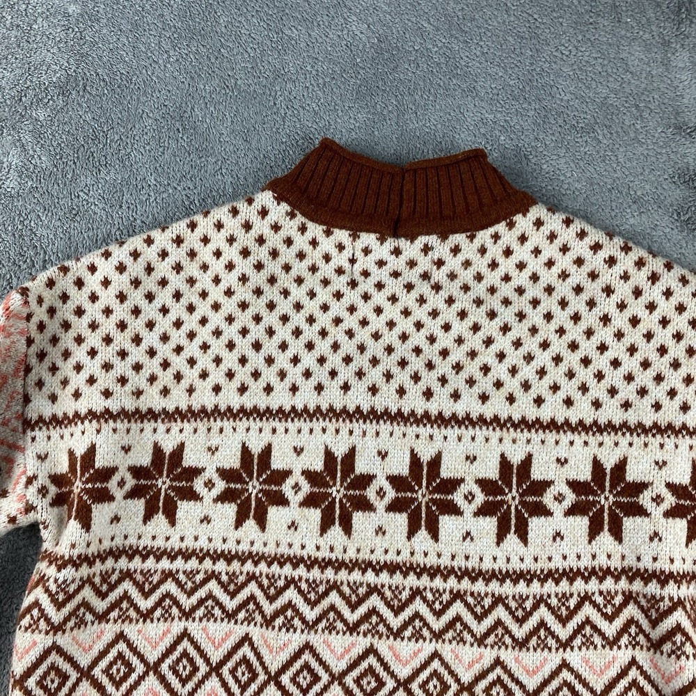 American Eagle Mock Neck‎ Cropped Fair Isle Pattern Close Knit Sweater Medium - Picture 14 of 16
